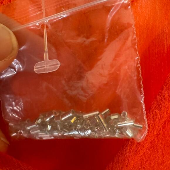 Roaman's Orange Beaded Caftan Top 2PC Set Plus 22/24 1X Sheer Tunic India - Picture 7 of 10